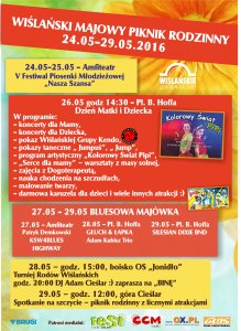 Plakat dotyczący Wiślańskiego pikniku rodzinnego